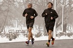 people, men, nature, athletes, running, winter, alley, parka, naturally, snow, trees, healthy, lifestyle
